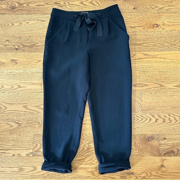 Aritzia Wilfred Allant Tie Waist Cuffed Cropped Pants in Black (Size 00) - Picture 2 of 9